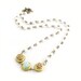 Flower Locket Necklace Mint Rose Necklace Triple Locket Necklace Family Necklace White Beaded Chain Wedding Bride - Keepsake Garden