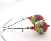 Red Abstract Wave Earrings