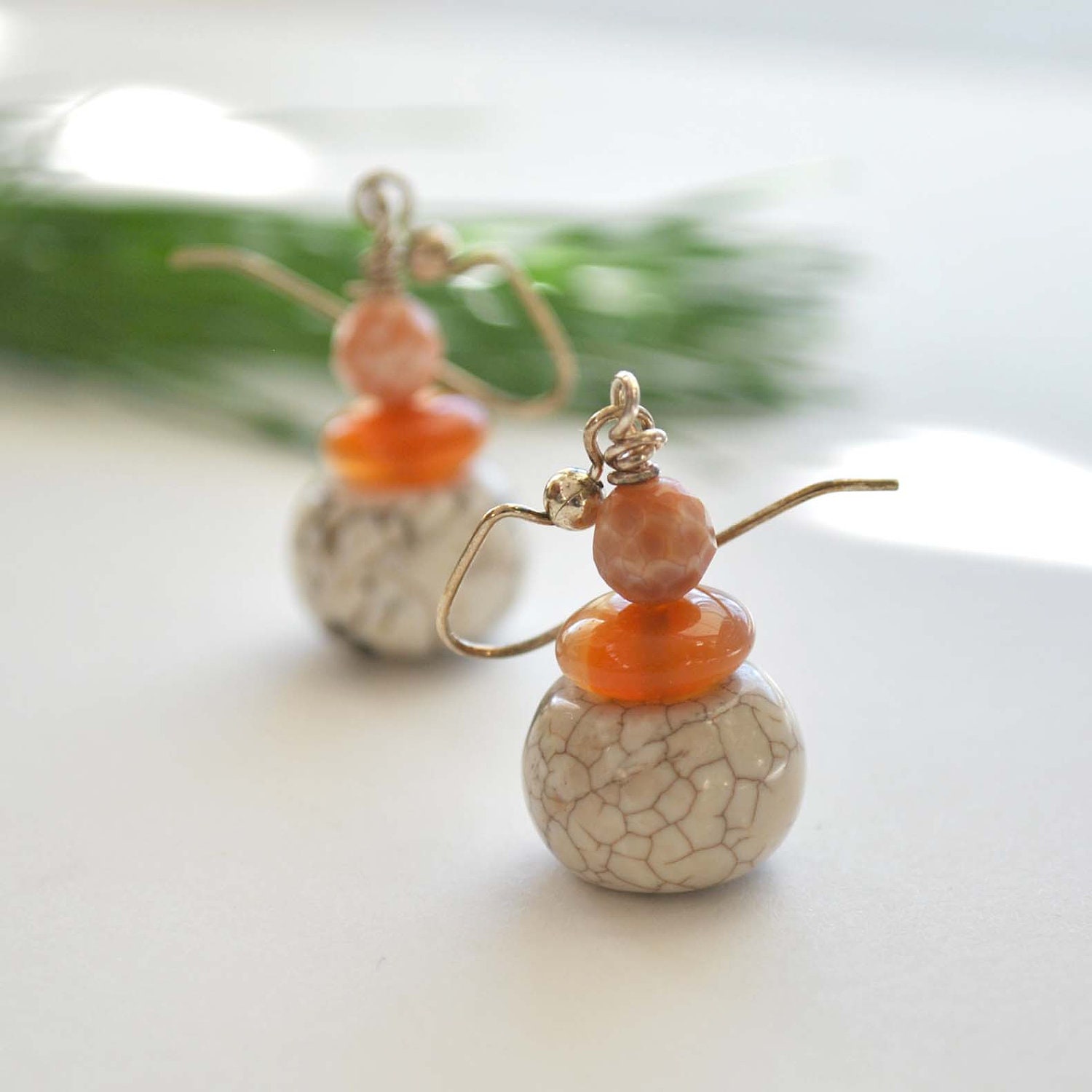 Native Stone Earrings - White Dangle