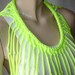 womens shredded braided fringe recycled neon tshirt necklace , upcycled jersey necklace. tshirt scarf. neon yellow