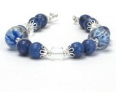 Navy Blue Bracelet, Denim Bright Sapphire, Simple Sailor, Acid Washed Fashion Jewelry, Gift Under 25