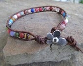 JustHipStuff Gemstone  Beaded Leather  Anklet