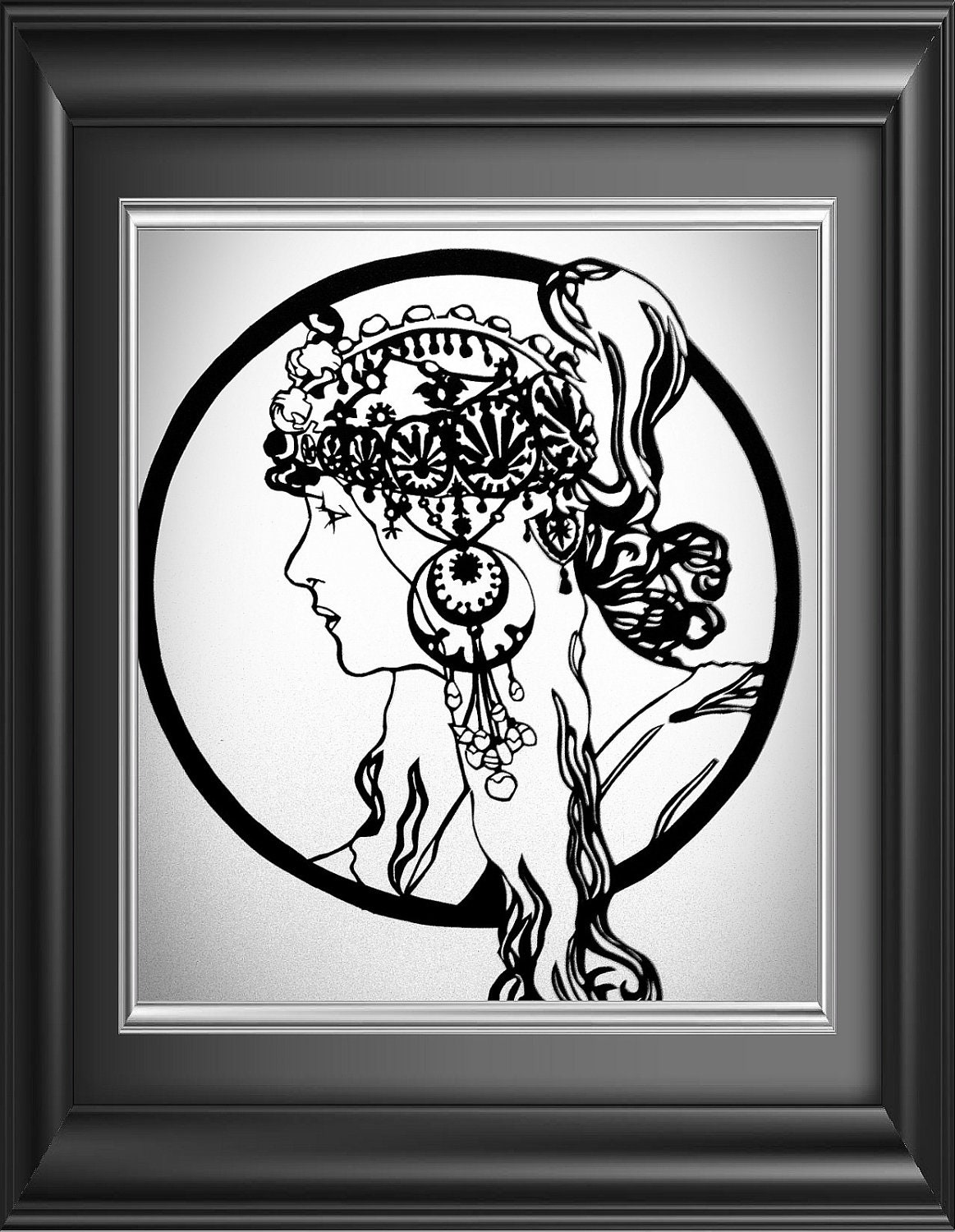 Alphonse Mucha Painting adapted to  paper cutting art