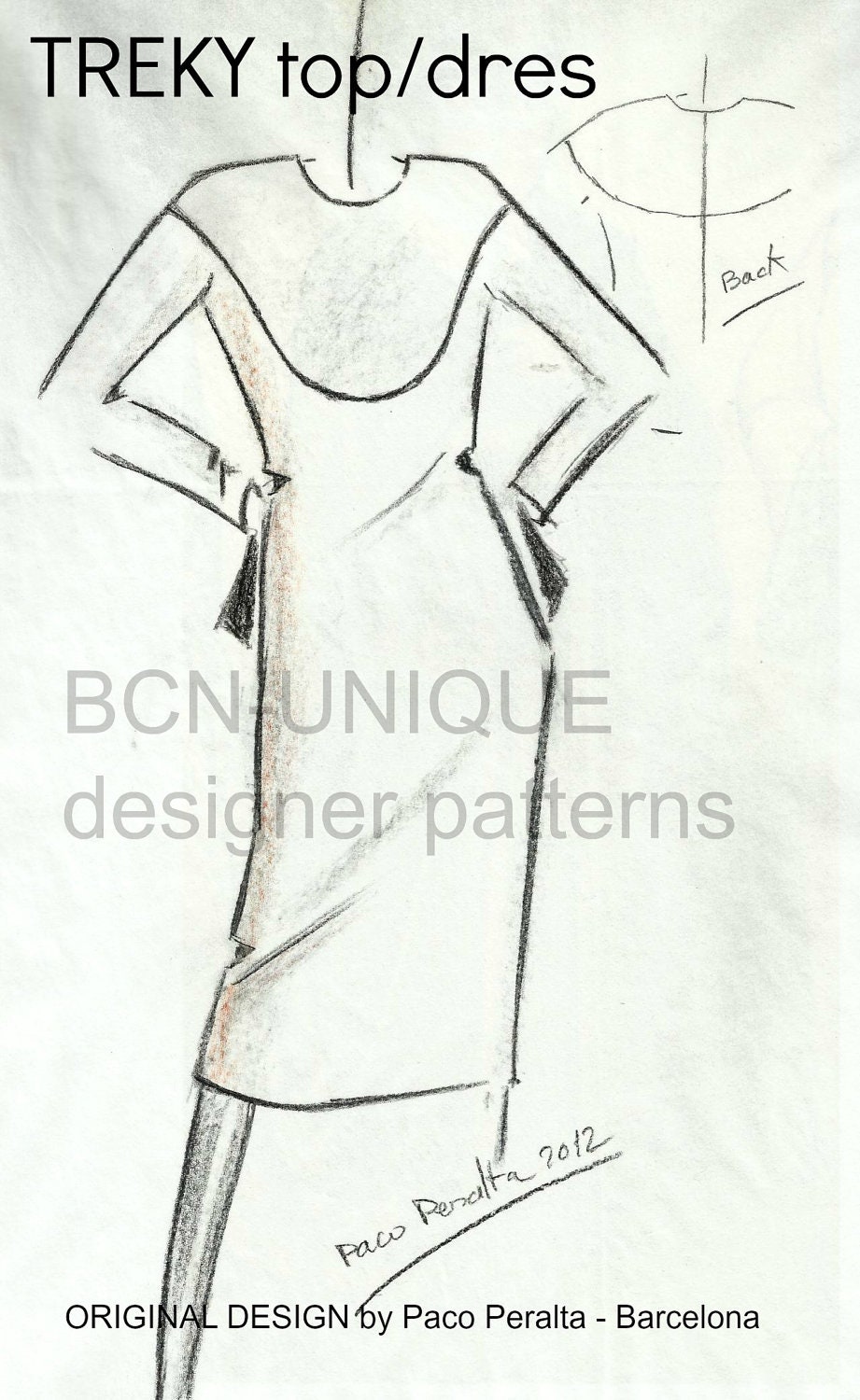TREKY top or dress pattern for regular sizes.-