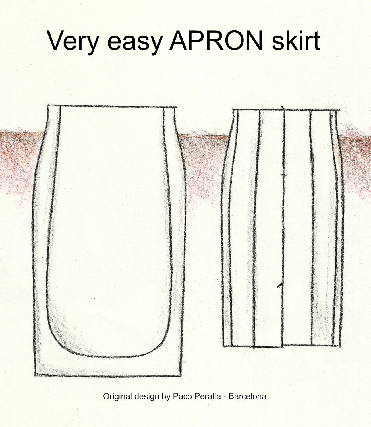 Very easy APRON Skirt pattern for regular sizes.-