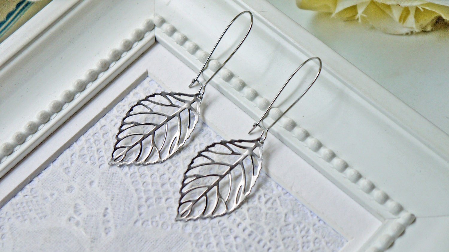 Matte Silver Leaf Earrings. Modern Bohemian Simple. Leaves Earrings
