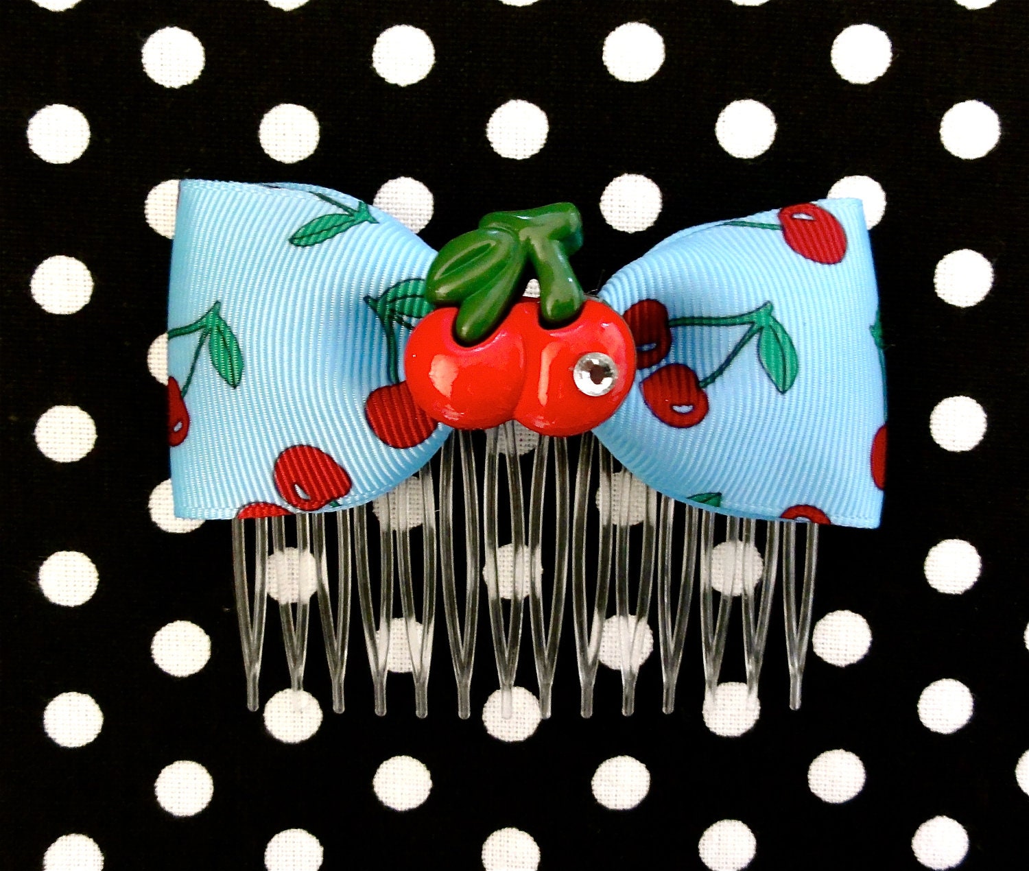 Rockabilly Cherry Baby Overkill Blue Hair Comb