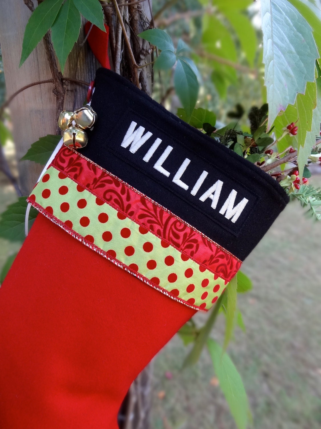 Red Christmas Stockings with Polka-Dot Personalized