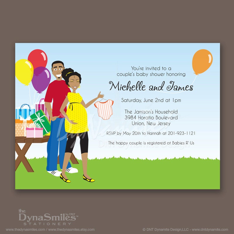 Outdoor Couple - Baby Shower Invitation - African American