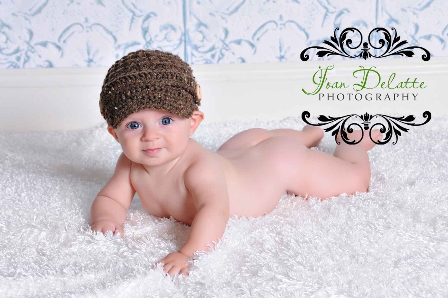 News Boy Hat in  size 1 - 2 years and 3-8  years  in Brown Tweed
