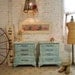 Painted Cottage Chic Shabby Pair of Aqua Night Tables NT443