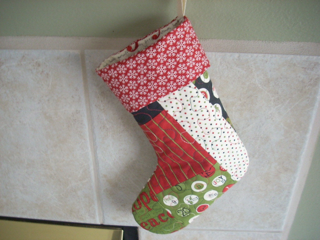 Quilted Christmas stocking - FREE SHIPPING