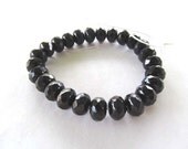 Jet Black Czech RondellesFaceted Crystals Half Strand 25 beads 8mm