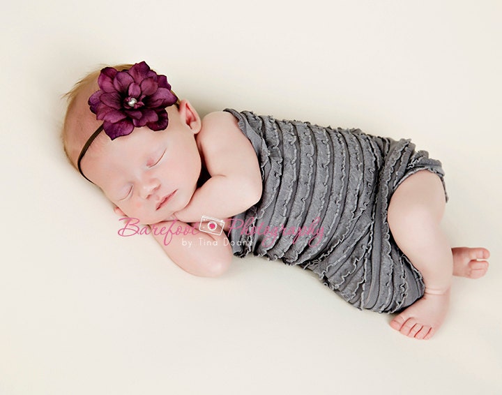 Deep Purple Flower Headband - Newborn Baby Toddler Girls Photography Props, Ready to Ship
