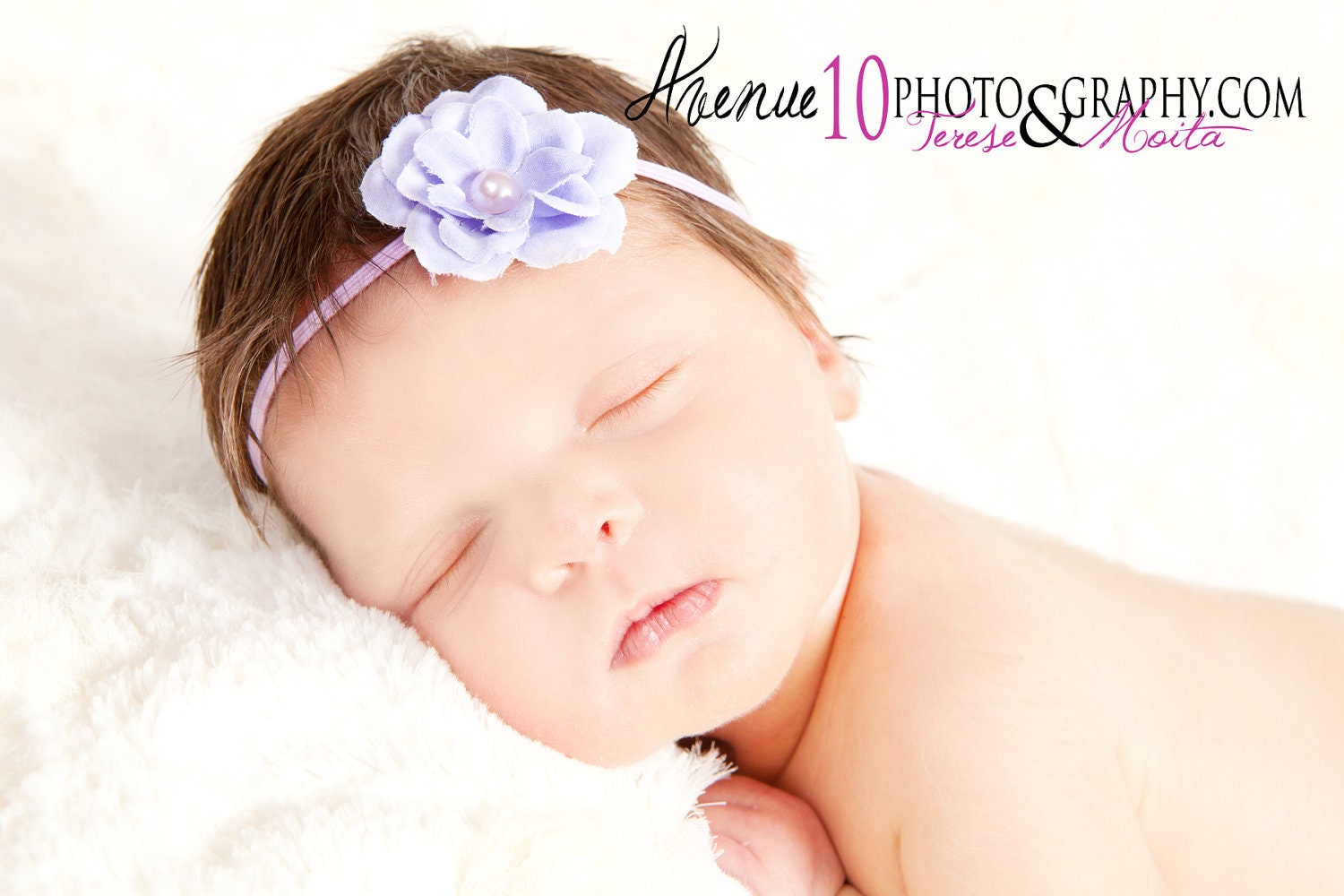 Light Purple Blossom Baby Girl Flower Headband - Newborns Toddlers Photography Props Skinny Elastic - Ready to Ship