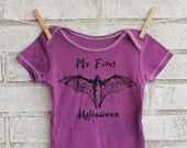 Bat Onesie, My First Halloween Baby Onesie, Baby Bodysuit, dyed purple or custom colors