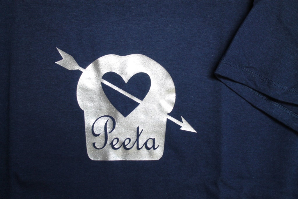 CLEARANCE Hunger Games inspired Peeta t-shirt in navy size Ladies L