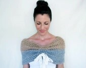 INSTANT DOWNLOAD Cinch Cowl Crochet PATTERN color block pdf winter bow scarf shrug for her