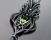 Peridot Necklace , Fine Silver Necklace , August Birthstone - Willow