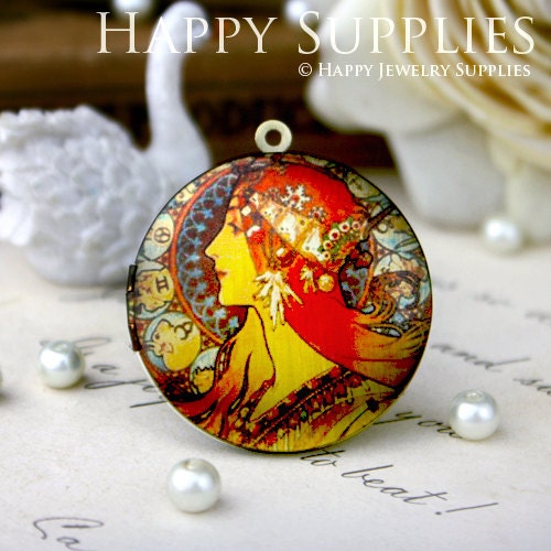 New Technology - 1pcs 33mm (PL-33-016) Handmade Antique Bronze Brass Photo Locket Pendant / Charm