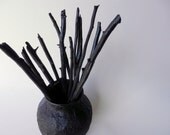 Black vase with included black branches / spooky Halloween Home Decor / Painted branches for vase / black decor - CarriageOakCottage