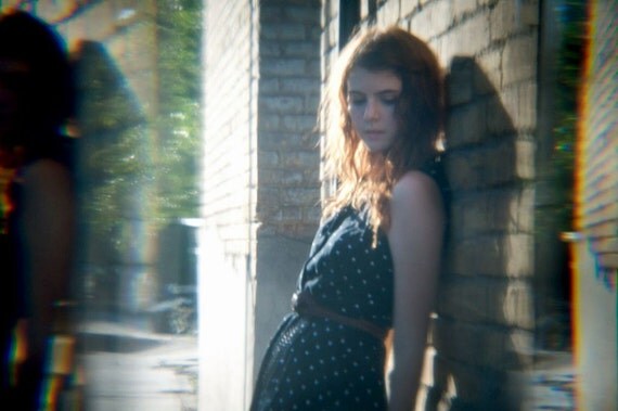 Black Polka Dot Open Back Dress M L