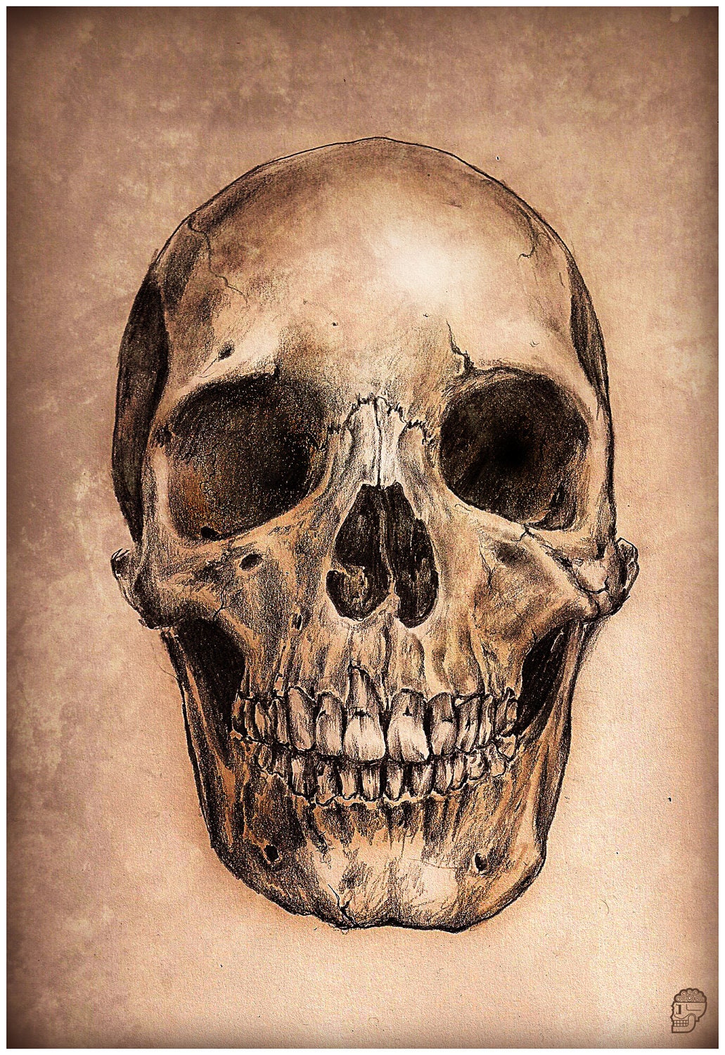 JEREMY WORST Skull 2012 Original Artwork Signed Framed Print