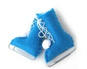 Felt Christmas Ornament Peacock Blue Ice Skates Eco-Friendly Recycled olyteam