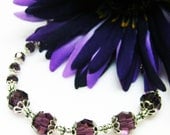 February Birthstone Bracelet - Plus Size - Amethyst - Swarovski Crystal - Birthstone Jewelry - Sterling Silver - Birthday Gift