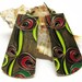 Brass Earrings - Art Deco - Dark Pink - Lime Green - Dangle
