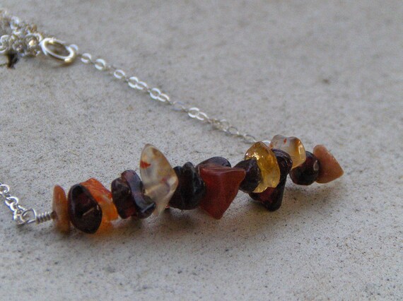 The Macha Crow's Indian Corn -Nine shades of Earthy Jasper and Agate Stones on  copper link necklace.