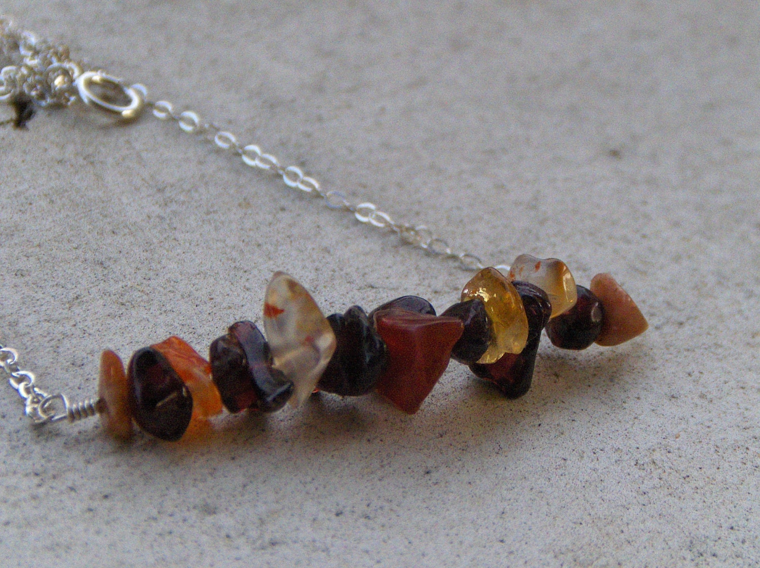 The Macha Crow's Indian Corn -Nine shades of Earthy Jasper and Agate Stones on  copper link necklace.