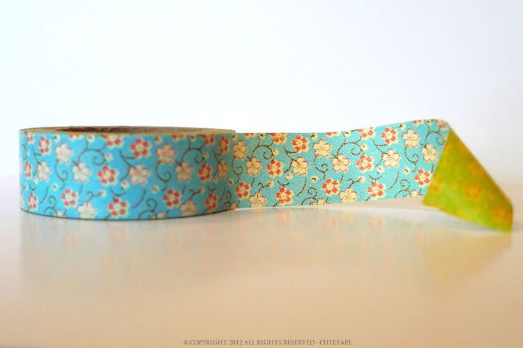 BLUE Floral Washi Tape BLOSSOM - Mini Chugoku