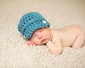 Dusty Blue Newsboy Cap Newborn Baby Boy Photo Prop