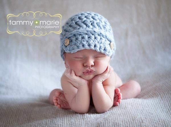 Slate Blue Newsboy Cap Newborn Baby Boy Photo Prop