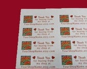 60 PERSONALIZED Thank You Labels. 2 Sheets of White 1-Inch Labels. 3618
