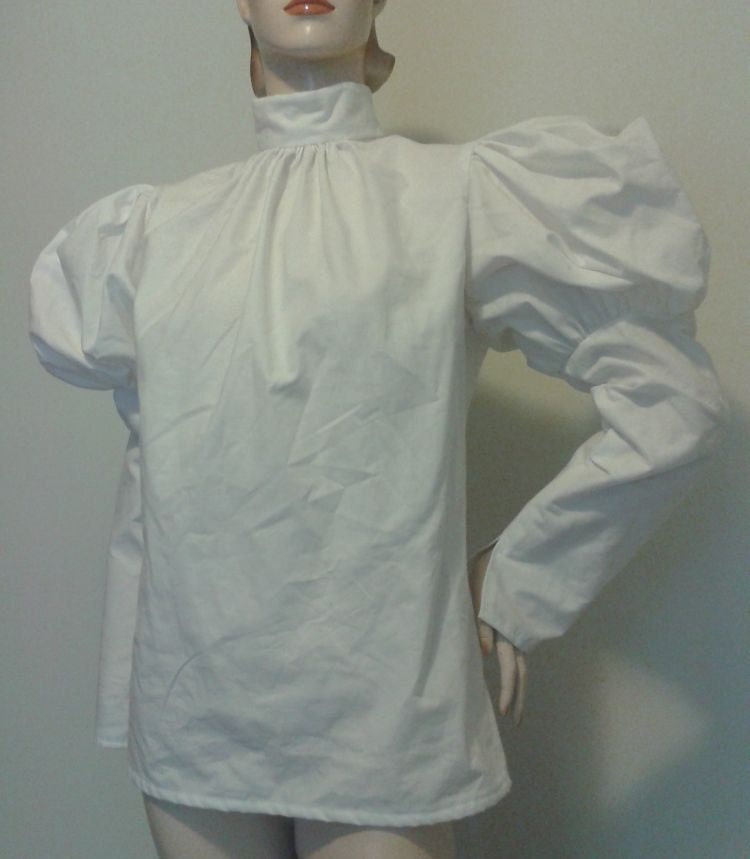 Victorian Blouse Steampunk Edwardian Shirt Top Leg of Mutton Sleeve White Custom Size Plus Size