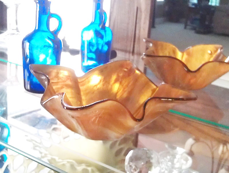 Honey Amber Bowl - Medium Handmade Fused Glass Reserved