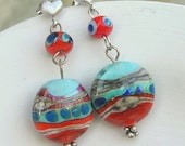 Lampwork Earrings, Tribal Fashion Unique Handmade Lampwork Jewelry for Mom on Mother's Day