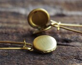 Tiny Vintage Brass Locket  Earrings