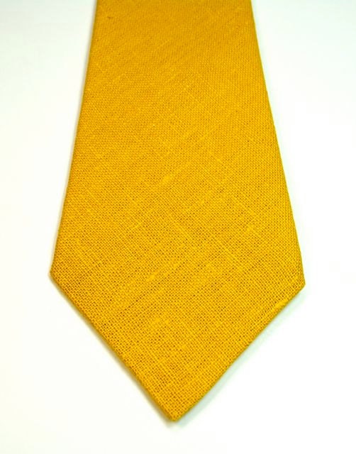 Necktie, Mustard Neckties, Mens Neckties, Linen Neckties, Custom Neckties, Cotton Neckties, Skinny Necktie, Skinny Neckties