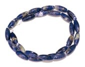 16" Strand - 16mm Sodalite Pipe Beads  tapered smooth barrel semiprecious opaque blue stone