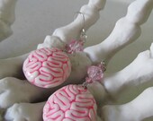 Girly Zombie Brain earrings pink and white