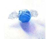 Blueberry Taffy - ORIGINAL Colored Pencil Drawing - Realistic Food Art - Salt Water Taffy