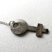 Antique silver skeleton cross key necklace on sterling plated chain, one of a kind