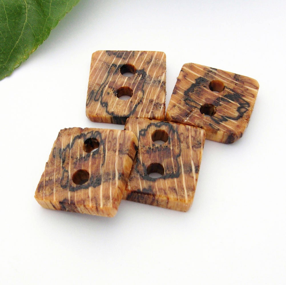 Wood Buttons - 4 Tiger Oak Buttons -For Knitting, Totebags or other Crafts