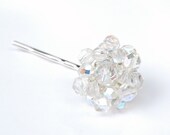 Unique Upcycled Vintage Aurora Borealis Crystal Earring Hair Pin