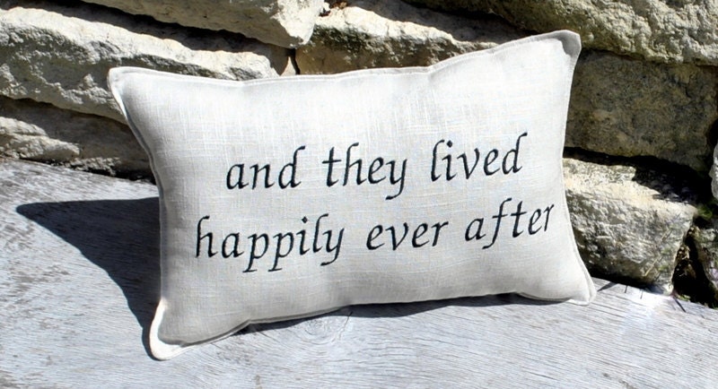 Romantic Pillow -Happily Ever After Linen Blend Fabric  Embroidered