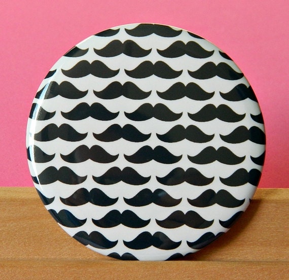 Pocket Mirror - MUSTACHE LOVE, Bridesmaid Gift, Wedding Favor, Party Favor, Compact Mirror