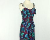 1950s Sarong Style Dress - Vintage ALIX of MIAMI Jewel Tone Sundress Frock